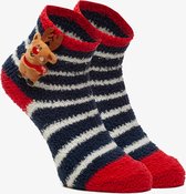 1 paar kinder kerstsokken met rendier - Blauw - Maat 27/30