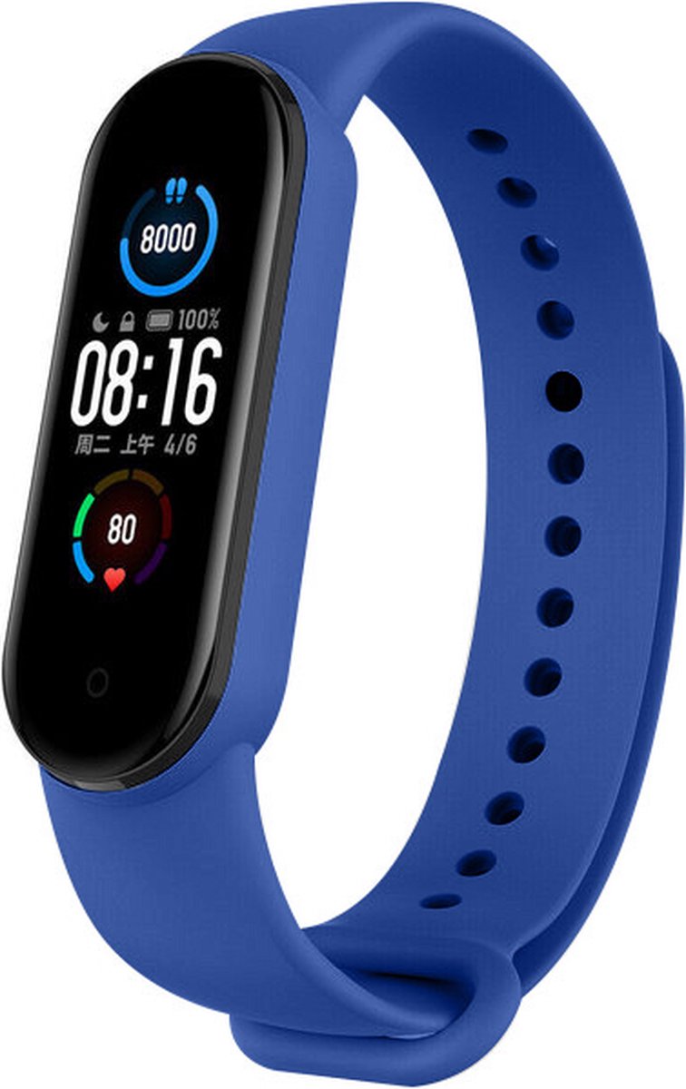 Strap-it Siliconen bandje - geschikt voor Xiaomi Mi Band 5 / Mi Band 6 - blauw