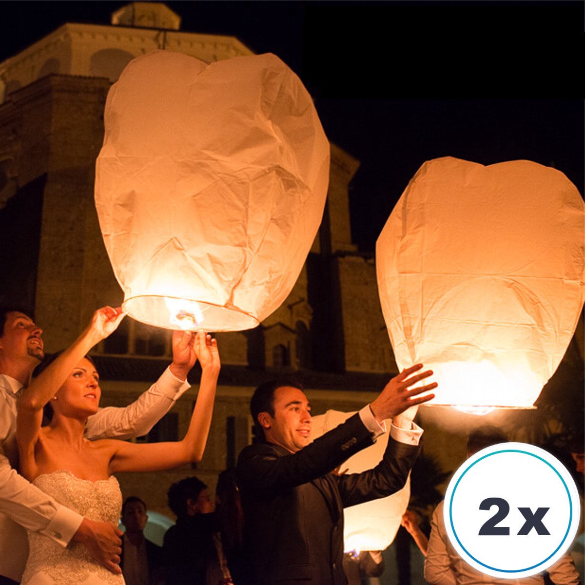 Volanterna® – XXL 2x Witte Wensballon 100 cm – Verbeterde Brander – Biologisch Afbreekbaar – Vliegende Lantaarn – Alternatief voor Vuurwerk — afbeelding 2