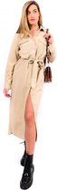 Jane jurk | Jurk dames | Stoffen jurk | Vrouwelijk | Stoer | Ceintuur | Kleur Beige | Maat L