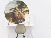 Muurcirkel - jungle met dieren - dibond - voor binnen en buiten - 75 cm