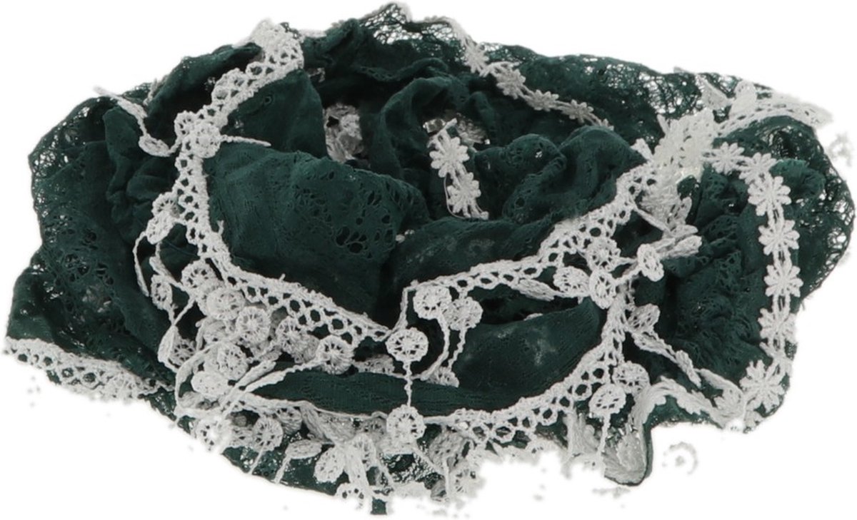 Behave accessoires - smalle sjaal groen - gehaakt met kanten bloemetjes |  bol.com