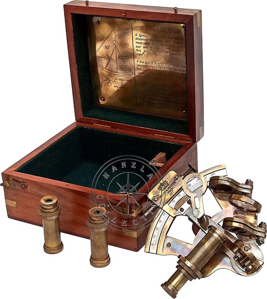 Sextant Nautique Antique En Laiton – Reproduction XVIIIe, Idéal Déco Marine Ou Cadeau