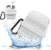Hoes voor Apple AirPods Hoesje Siliconen Case Cover - IP67 Waterdicht - Stofdicht - Frozen Wit
