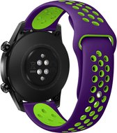 Strap-it Smartwatch bandje 20mm - sport bandje geschikt voor Samsung Galaxy Watch 42mm / Active / Active2 - 40 & 44mm / Galaxy Watch 3 41mm / Galaxy Watch 4 / 4 Classic / Galaxy Watch 5 / 5 Pro / Galaxy Watch 6 / 6 Classic / Gear Sport - paars/groen