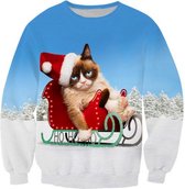 Grumpycat in kerstslee - foute Kersttrui Maat: L - Superfout foute kersttrui collectie