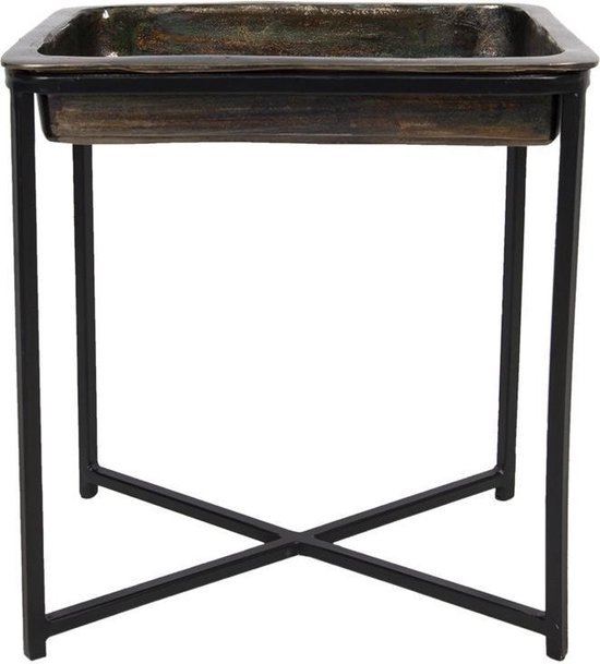 Bijzettafel 38*29*42 cm Zwart Aluminium Rechthoek Side table Tafeltje - klassiek