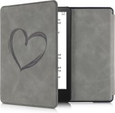 kwmobile e reader hoes geschikt voor Amazon Kindle Paperwhite 11. Generation 2021 - Case van kunstleerleer - Brushed Hart design - In grijs