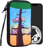 kwmobile hoesje voor smartphones XL - 6,7/6,8" - hoes van Neopreen - Uilboom design - meerkleurig / blauw / bruin - binnenmaat 17,2 x 8,4 cm