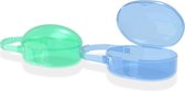 kwmobile 2x doosje voor fopspeen met koord - Binnenmaat 7,5 x 5,2 x 4,5 cm - Opbergdoosje voor speen in blauw / groen - Hoesje voor baby spenen