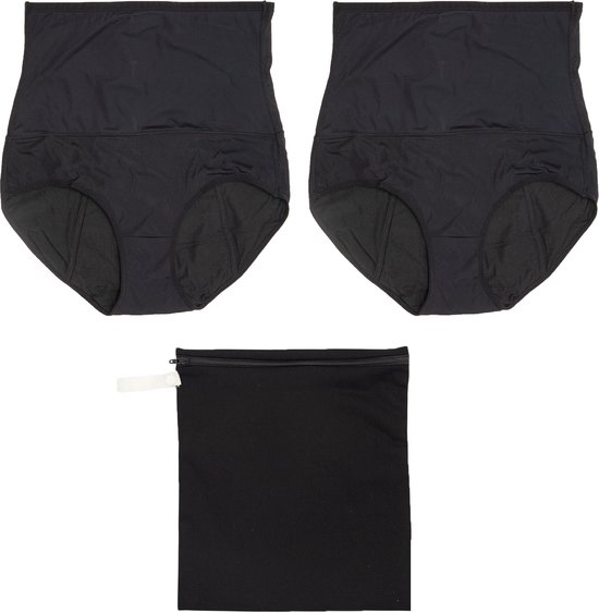 Cheeky Pants Feeling Confident Set van 2 - Maat 46-48 - High-Rise - Zero Waste - Extra Absorptie - Waterdichte Wetbag Zwart