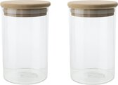 Set van 5x stuks voorraadpot/bewaarpot 500 ml glas met houten deksel - keuken voorraadbussen