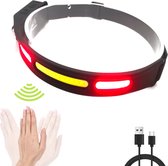 Hoofdlamp - Rood en Wit LED Verlichting - Bewegingssensor - USB Oplaadbaar - Inclusief USB kabel - 5 lichtstanden - Waterdicht - Hardloop verlichting - Campinglamp - Zaklamp