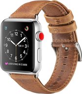 Geschikt voor Apple Watch bandje 42 / 44 / 45 / 49 mm - Series 1 2 3 4 5 6 7 8 SE Ultra - Smartwatch iWatch horloge band - 42mm 44mm 45mm 49mm - Fungus - Leer - Lichtbruin - Vintag