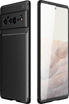 Mobigear Hoesje geschikt voor Google Pixel 6 Pro Telefoonhoesje Flexibel TPU | Mobigear Racing Backcover | Pixel 6 Pro Case | Back Cover - Zwart