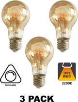 PACK DE 3 - Ampoule Led E27 4w Edison, A60, Flame 2200K, 160 Lumen, Dimmable, Glas Ambré