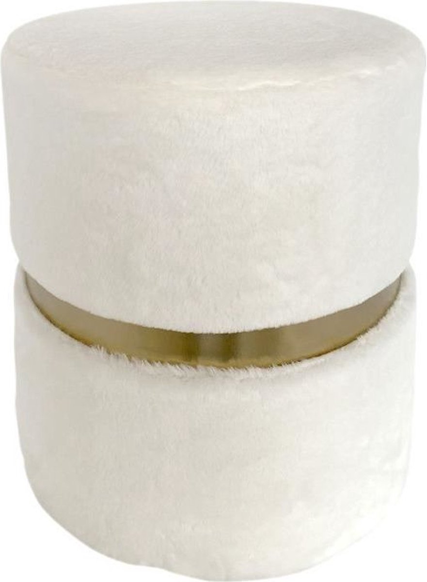 Witte Imitatiebont Poef – AUREA