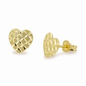 New Bling 9NBG-0403 Gouden Oorknopjes - Dames - Hartjes - Bewerkt -  6,8 x 7  mm - 14 Karaat - Goud