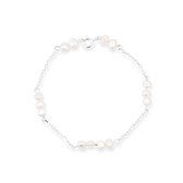 Xoo - Armband - Met steen - Parel - Minimalistische armband - Schakel armband - Vriendschaps armband - Cadeau voor haar - Love - 925 zilver -Zilver