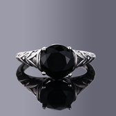 Zilveren ring Queens fantasy black