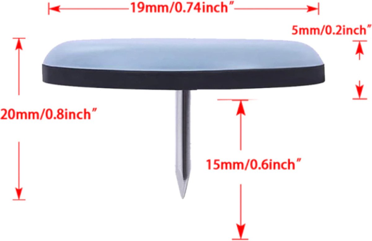 GLEITGUT 24 x teflon glijders met spijker hoekig 24 x 24 mm PTFE meubelglijders 5 mm dik stoelglijders