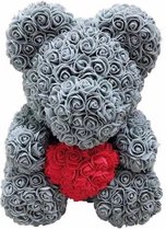 Rozen beer | 25cm | liefde | valentijns cadeau | moederdag | kunstrozen | grijs | inclusief giftbox