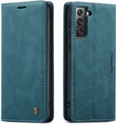 Galaxy S21 FE hoesje - Wallet Case - Blauw - Caseme