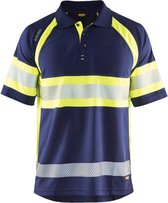 Blaklader UV-Poloshirt High Vis Klasse 1 3338-1051 - Marine/High Vis Geel - 5XL