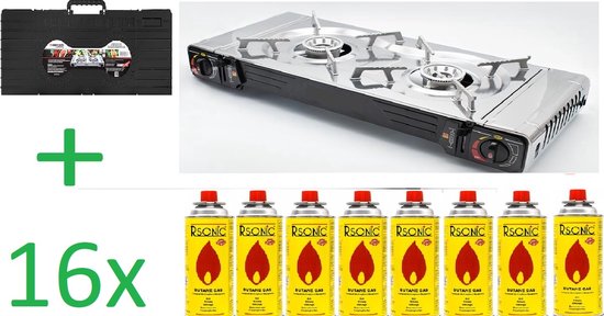 Outdoor Kookfornuis Alpen Camping IK1100 2-in-1 Gasoven Met Kookfunctie – Draagbare Campingkachel, Inclusief 12 Gaspatronen Van 400 Ml – Piëzo-Ontsteking, 108 G/u Verbruik 108 G/h Verbruik