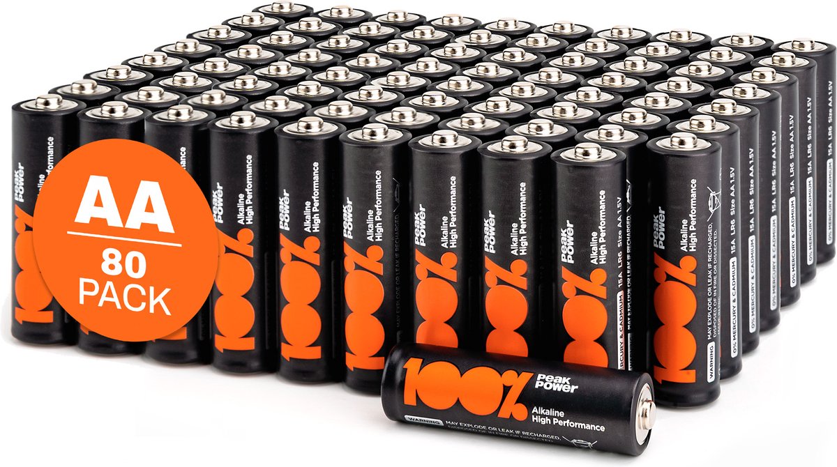 Alkaline batterijen AA mignon penlite LR06 batterij 1.5V – 80 stuks - AA batterij - 100% Peak Power
