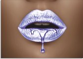 Glasschilderij lippen - Paarse Lippen - 75 x 100 cm - schilderij woonkamer slaapkamer - PosterGuru
