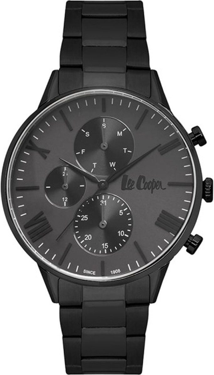 Lee Cooper LC06927.660 - Horloge - Analoog - Mannen - Heren - stalen band - Zwart - Grijs