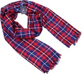 Rood-marineblauwe geruite sjaal