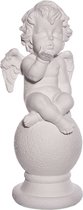 Engel blanc sur sphère blanche 30cm | statue | décoration| décoration de maison | cadeau cadeau | cadeau