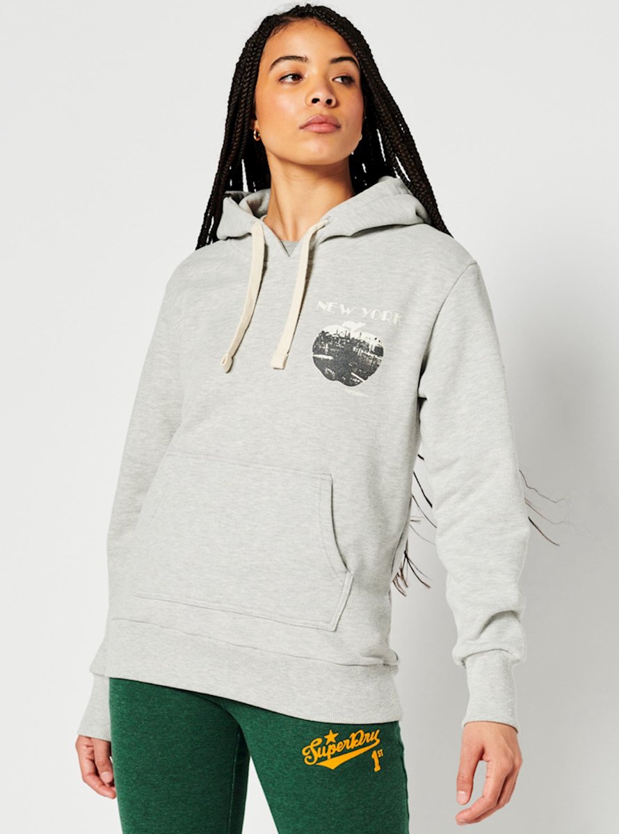 Superdry Dames Trui Vintage Crossing Lines hoodie Grijs