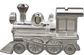 Daniel Crégut kinderspaarpot in de vorm van een locomotief - verzilverd metaal - 9 x 13 cm