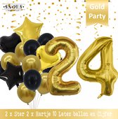 Cijfer Ballon 24 Jaar Black & Gold Boeket * Hoera 24 Jaar Verjaardag Decoratie Set van 15 Ballonnen * 80 cm Verjaardag Nummer Ballon * Snoes * Verjaardag Versiering * Kinderfeestje