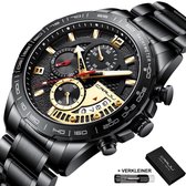 CRRJU® Horloges voor Mannen Herenhorloge Heren Horloge Watch Jongens – Horlogebox Geschenkdoos – Zwart Goud