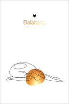 Poster - yoga - pose ‘balasana’ - line art - wanddecoratie - goudlook - 30x40 cm