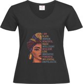 Stedman - Tshirt Dames opdruk-Iam Black Woman - Zwart - Small-Ronde hals