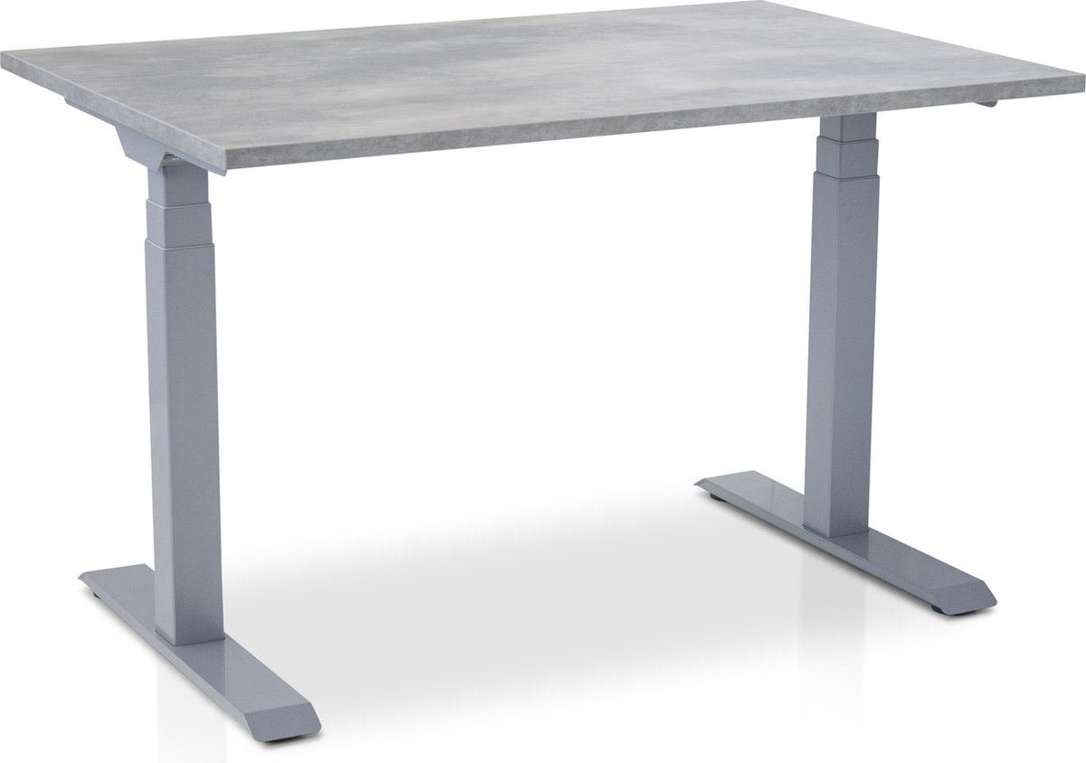 Zit-sta bureau elektrisch verstelbaar - MRC PRO-L 2.0 NEN-EN 527 | 140 x 80 cm | frame aluminium - blad betonlook | memory functie met 4 standen | 150kg draagvermogen