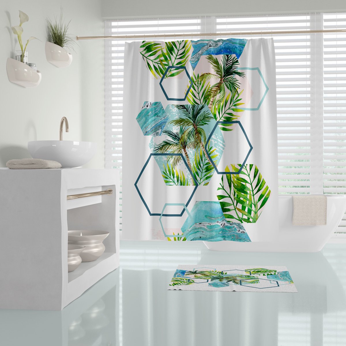 Zethome Island - Douchegordijn 180x200 cm - Digitale Print - Polyester - Waterdicht - Anti Schimmel - Wasbaar