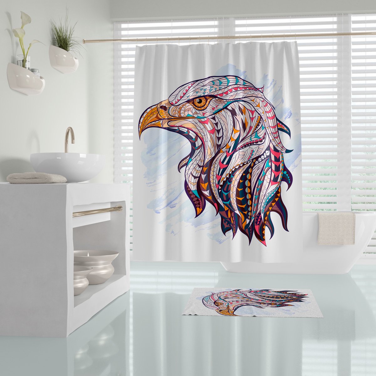 Zethome Eagle - Waterdicht Douchegordijn Anti Schimmel - 180x200 cm - Digitale Print - Polyester - Wasbaar
