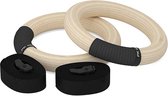Houten Gymnastiek ringen met ophangbanden en Non-slip - 28mm - Turnringen -  Gymringen - Crossfit - Fitness - Calisthenics