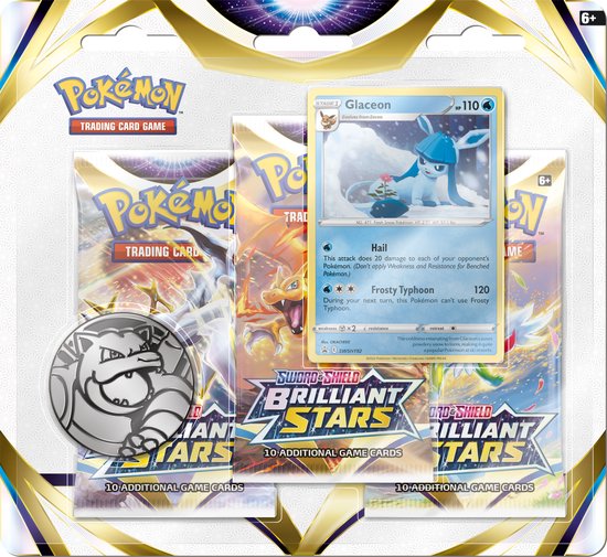 Pokémon Sword & Shield Brilliant Stars 3BoosterBlister - Glaceon - Pokémon Kaarten