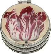 Doosje Tulp roze/wit rond 4cm
