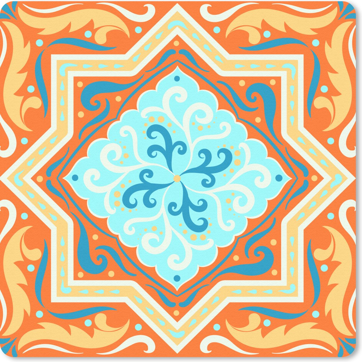 Muismat 30x30 cm - Mousepad Geometrische vormen - Blauw - Oranje - Muismatten