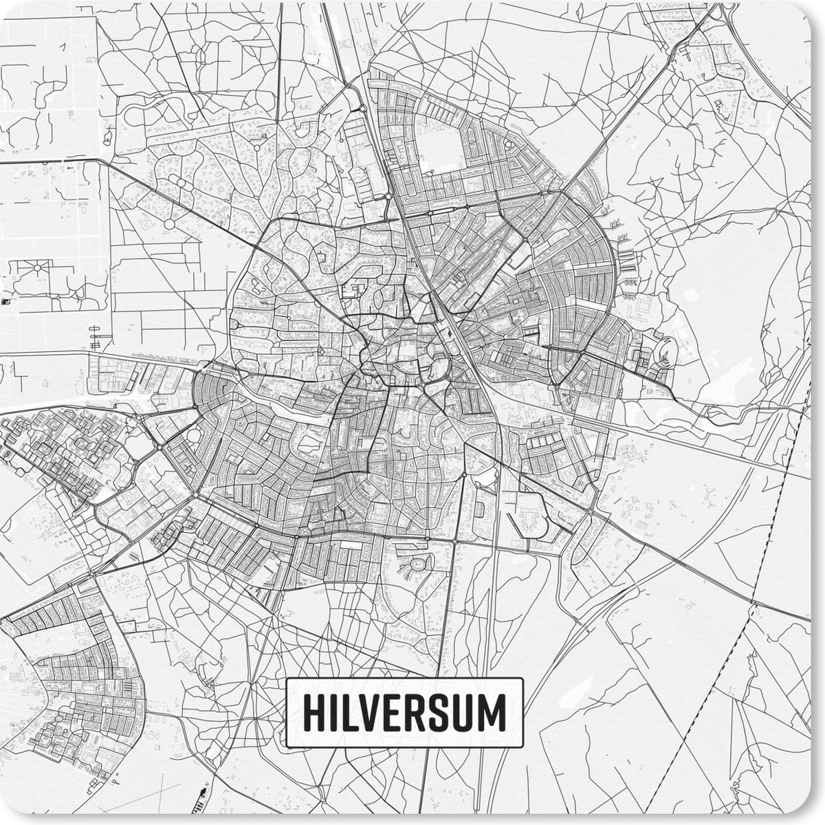 Muismat 30x30 cm - Mousepad Stadskaart Hilversum - Muismatten