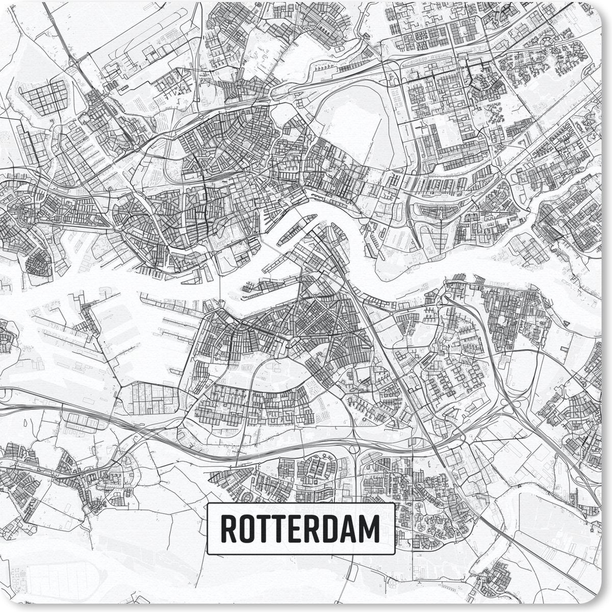 Muismat 30x30 cm - Mousepad Stadskaart Rotterdam - Muismatten