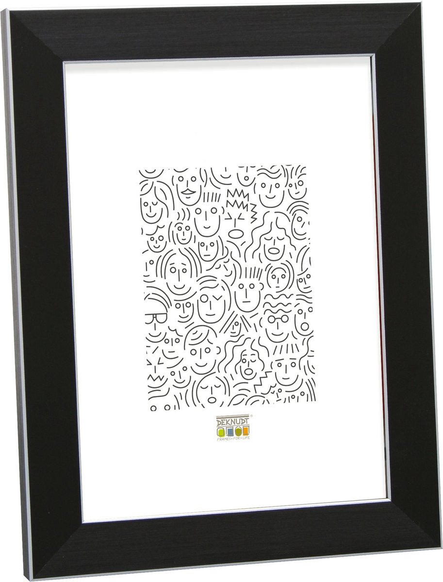Deknudt Frames Fotolijst - Zwart met zilverbies -S41VK2 - 20x28 cm